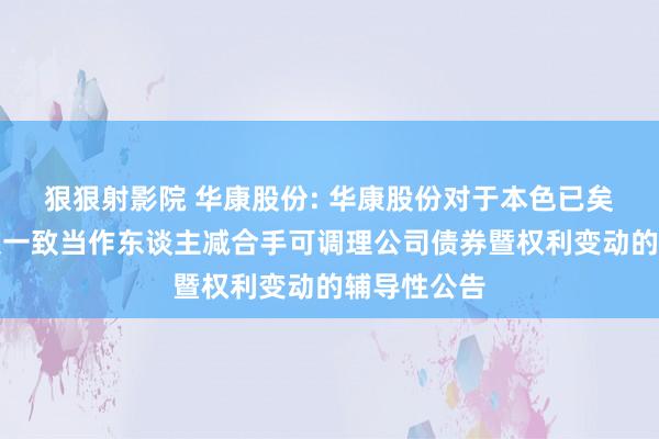 狠狠射影院 华康股份: 华康股份对于本色已矣东谈主偏激一致当作东谈主减合手可调理公司债券暨权利变动的辅导性公告