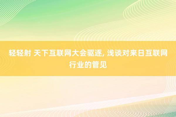 轻轻射 天下互联网大会驱逐, 浅谈对来日互联网行业的管见