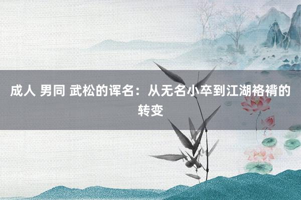 成人 男同 武松的诨名：从无名小卒到江湖袼褙的转变