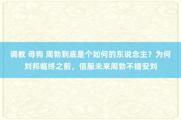 调教 母狗 周勃到底是个如何的东说念主？为何刘邦临终之前，信服未来周勃不错安刘