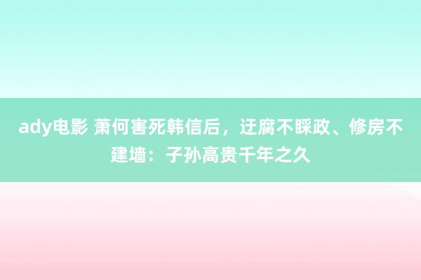ady电影 萧何害死韩信后，迂腐不睬政、修房不建墙：子孙高贵千年之久