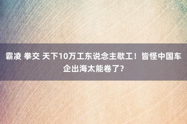 霸凌 拳交 天下10万工东说念主歇工！皆怪中国车企出海太能卷了？