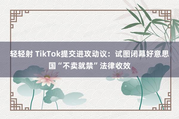 轻轻射 TikTok提交进攻动议：试图闭幕好意思国“不卖就禁”法律收效