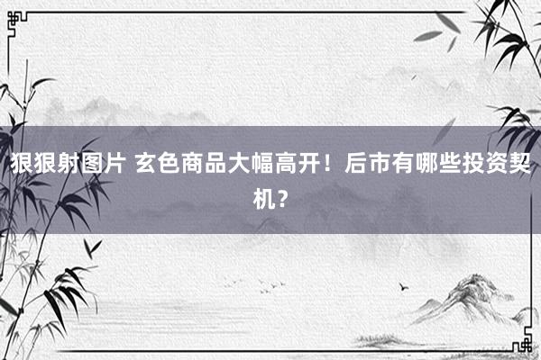 狠狠射图片 玄色商品大幅高开！后市有哪些投资契机？