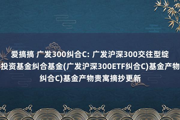 爱搞搞 广发300纠合C: 广发沪深300交往型绽放式指数证券投资基金纠合基金(广发沪深300ETF纠合C)基金产物贵寓摘抄更新