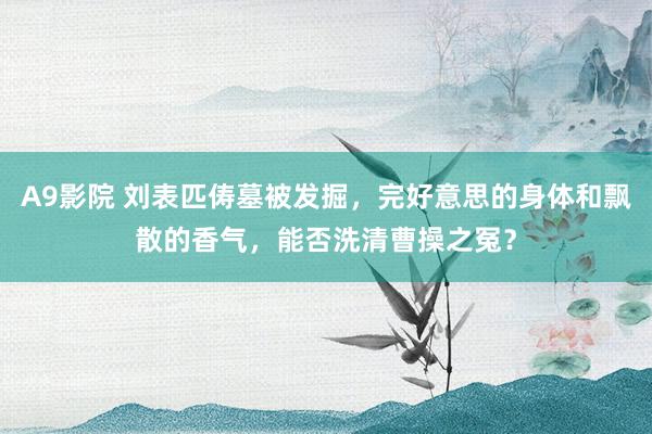 A9影院 刘表匹俦墓被发掘，完好意思的身体和飘散的香气，能否洗清曹操之冤？