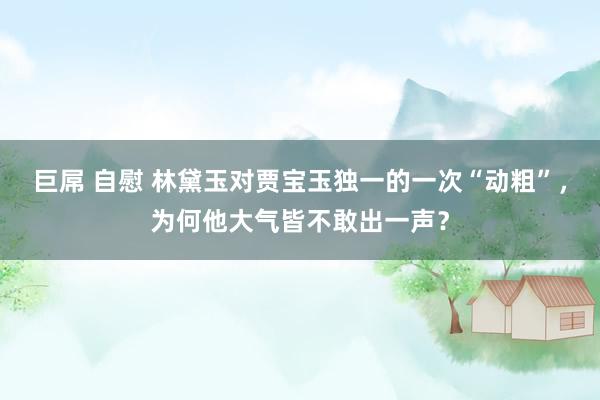 巨屌 自慰 林黛玉对贾宝玉独一的一次“动粗”，为何他大气皆不敢出一声？