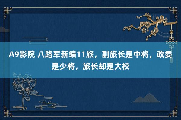 A9影院 八路军新编11旅，副旅长是中将，政委是少将，旅长却是大校