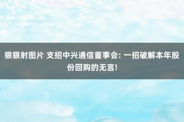 狠狠射图片 支招中兴通信董事会: 一招破解本年股份回购的无言!
