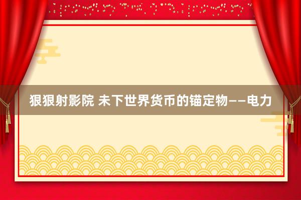 狠狠射影院 未下世界货币的锚定物——电力
