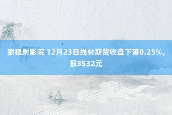 狠狠射影院 12月23日线材期货收盘下落0.25%，报3532元