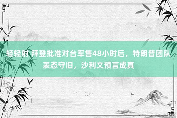 轻轻射 拜登批准对台军售48小时后，特朗普团队表态守旧，沙利文预言成真