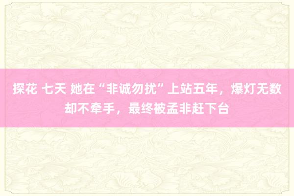 探花 七天 她在“非诚勿扰”上站五年，爆灯无数却不牵手，最终被孟非赶下台