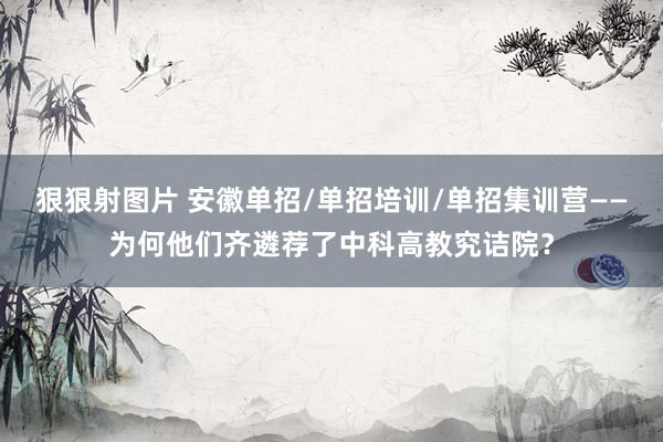 狠狠射图片 安徽单招/单招培训/单招集训营——为何他们齐遴荐了中科高教究诘院？