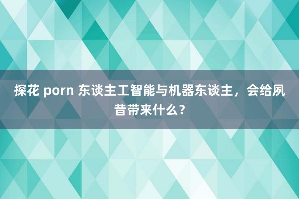 探花 porn 东谈主工智能与机器东谈主，会给夙昔带来什么？