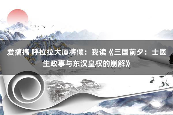 爱搞搞 呼拉拉大厦将倾：我读《三国前夕：士医生政事与东汉皇权的崩解》