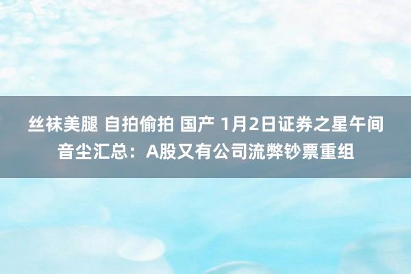 丝袜美腿 自拍偷拍 国产 1月2日证券之星午间音尘汇总：A股又有公司流弊钞票重组
