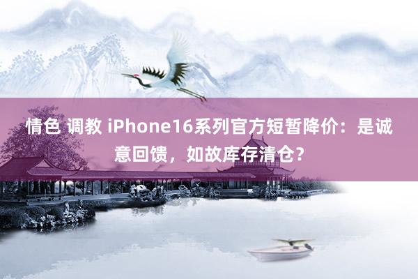 情色 调教 iPhone16系列官方短暂降价：是诚意回馈，如故库存清仓？