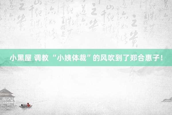 小黑屋 调教 “小姨体裁”的风吹到了郑合惠子！