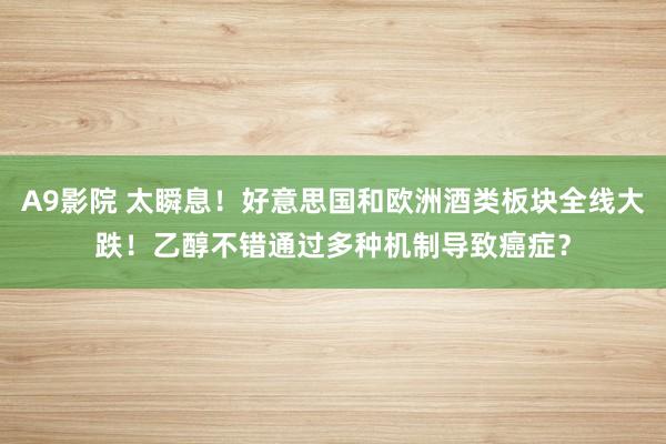 A9影院 太瞬息！好意思国和欧洲酒类板块全线大跌！乙醇不错通过多种机制导致癌症？