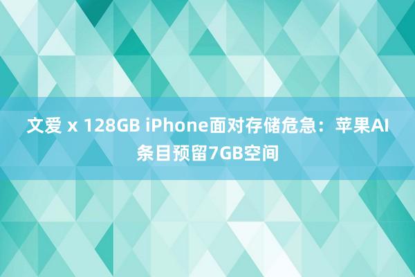 文爱 x 128GB iPhone面对存储危急：苹果AI条目预留7GB空间