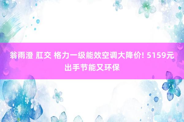 翁雨澄 肛交 格力一级能效空调大降价! 5159元出手节能又环保
