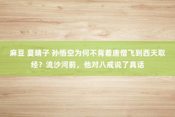 麻豆 夏晴子 孙悟空为何不背着唐僧飞到西天取经？流沙河前，他对八戒说了真话