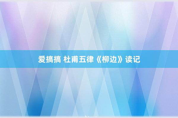 爱搞搞 杜甫五律《柳边》读记