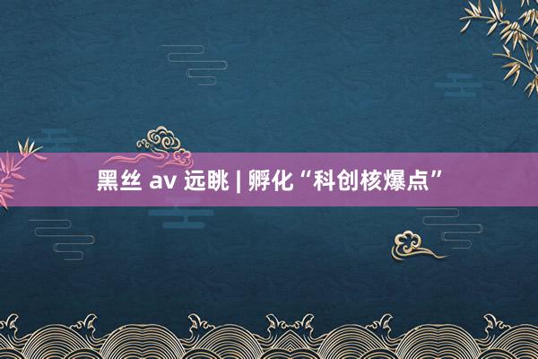 黑丝 av 远眺 | 孵化“科创核爆点”