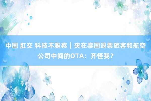 中国 肛交 科技不雅察｜夹在泰国退票旅客和航空公司中间的OTA：齐怪我？