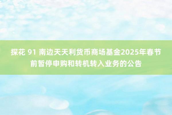 探花 91 南边天天利货币商场基金2025年春节前暂停申购和转机转入业务的公告