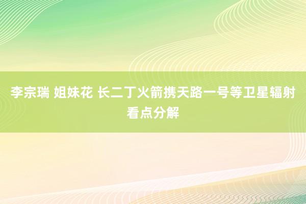 李宗瑞 姐妹花 长二丁火箭携天路一号等卫星辐射看点分解