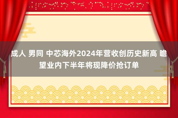 成人 男同 中芯海外2024年营收创历史新高 瞻望业内下半年将现降价抢订单