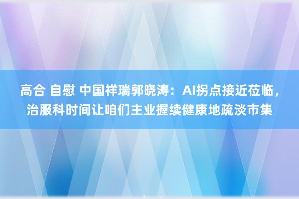 高合 自慰 中国祥瑞郭晓涛：AI拐点接近莅临，治服科时间让咱们主业握续健康地疏淡市集