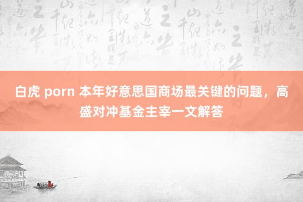 白虎 porn 本年好意思国商场最关键的问题，高盛对冲基金主宰一文解答