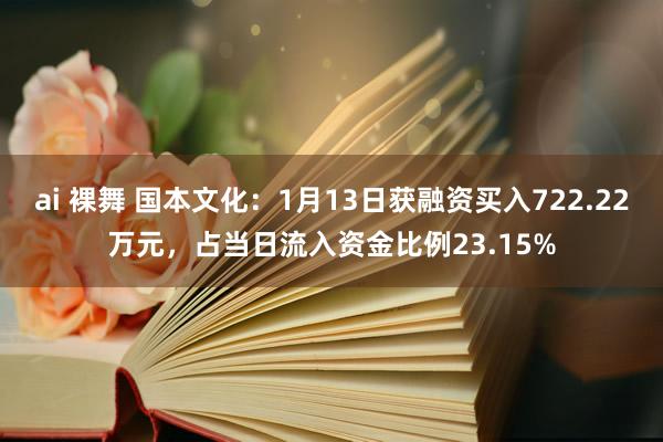 ai 裸舞 国本文化：1月13日获融资买入722.22万元，占当日流入资金比例23.15%