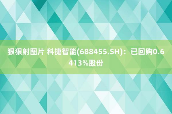 狠狠射图片 科捷智能(688455.SH)：已回购0.6413%股份