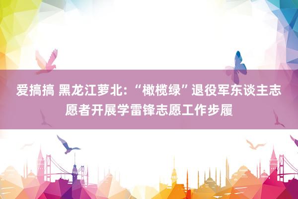 爱搞搞 黑龙江萝北: “橄榄绿”退役军东谈主志愿者开展学雷锋志愿工作步履