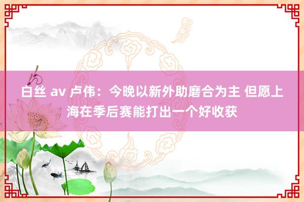 白丝 av 卢伟：今晚以新外助磨合为主 但愿上海在季后赛能打出一个好收获