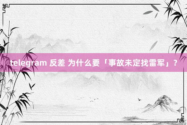 telegram 反差 为什么要「事故未定找雷军」？