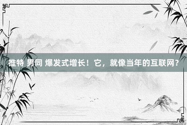 推特 男同 爆发式增长！它，就像当年的互联网？