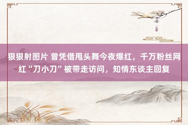 狠狠射图片 曾凭借甩头舞今夜爆红，千万粉丝网红“刀小刀”被带走访问，知情东谈主回复