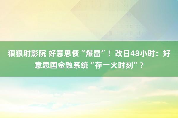 狠狠射影院 好意思债“爆雷”！改日48小时：好意思国金融系统“存一火时刻”？