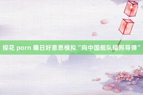 探花 porn 曝日好意思模拟“向中国舰队辐照导弹”