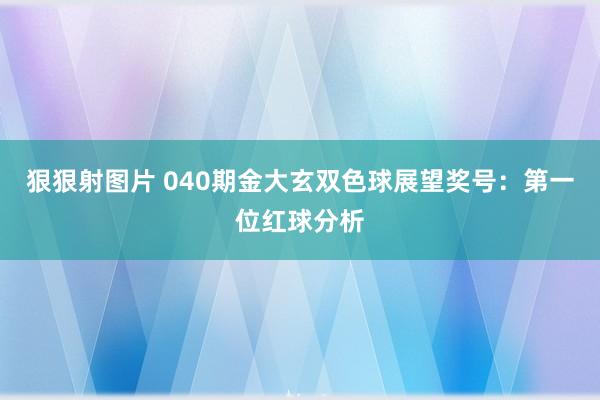 狠狠射图片 040期金大玄双色球展望奖号：第一位红球分析