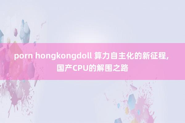 porn hongkongdoll 算力自主化的新征程, 国产CPU的解围之路