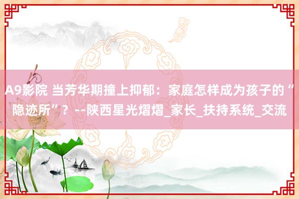 A9影院 当芳华期撞上抑郁：家庭怎样成为孩子的“隐迹所”？--陕西星光熠熠_家长_扶持系统_交流