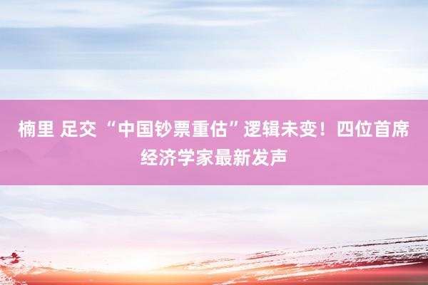 楠里 足交 “中国钞票重估”逻辑未变！四位首席经济学家最新发声
