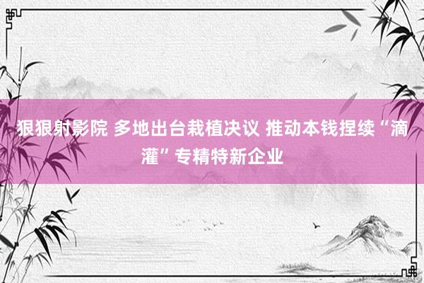 狠狠射影院 多地出台栽植决议 推动本钱捏续“滴灌”专精特新企业