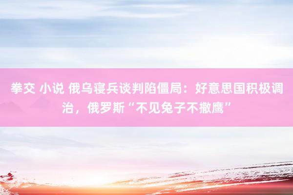 拳交 小说 俄乌寝兵谈判陷僵局：好意思国积极调治，俄罗斯“不见兔子不撒鹰”